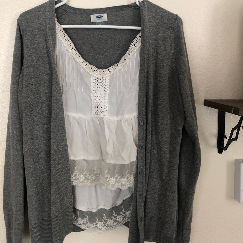 Gray old navy cardigan button up